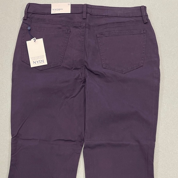 NYDJ Relaxed Flare Stretch Sateen Jeans - Eggplant - Size 12 - NWT - Picture 3 of 9